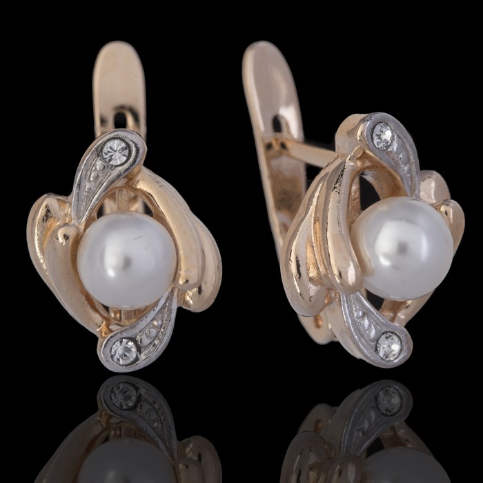 Серьги "Фрой", цвет белый в золоте