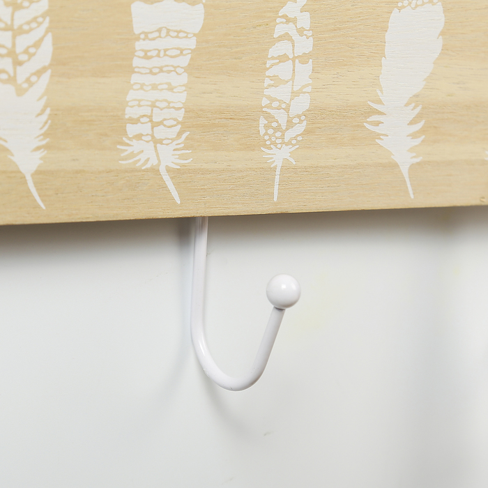 Крючки декоративные дерево "Белые пёрышки. Welcome" 18,5х30х5 см