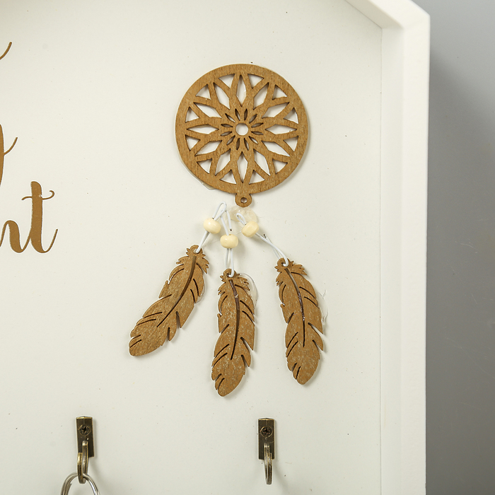 Крючки декоративные дерево "Ловец снов. Enjoy every moment" домик 33,5х24х6 см