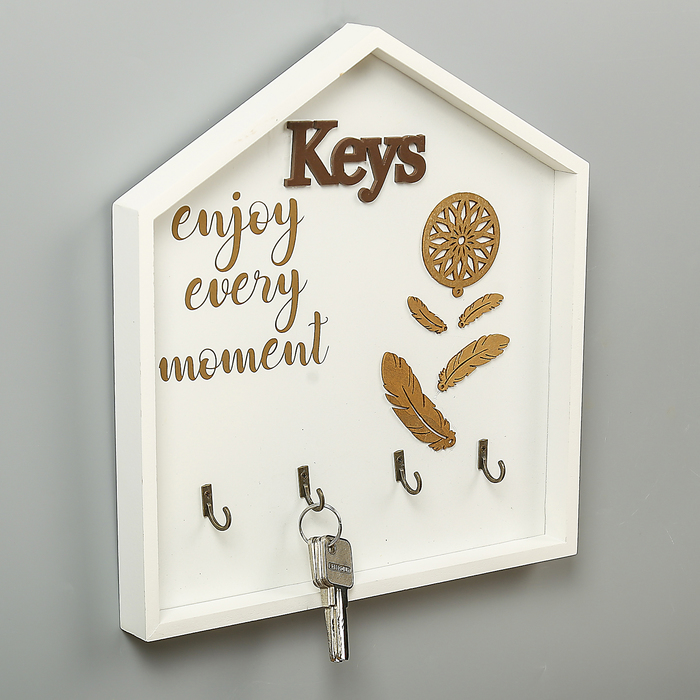 Крючки декоративные дерево "Пёрышки. Enjoy every moment" 29х27х2,5 см