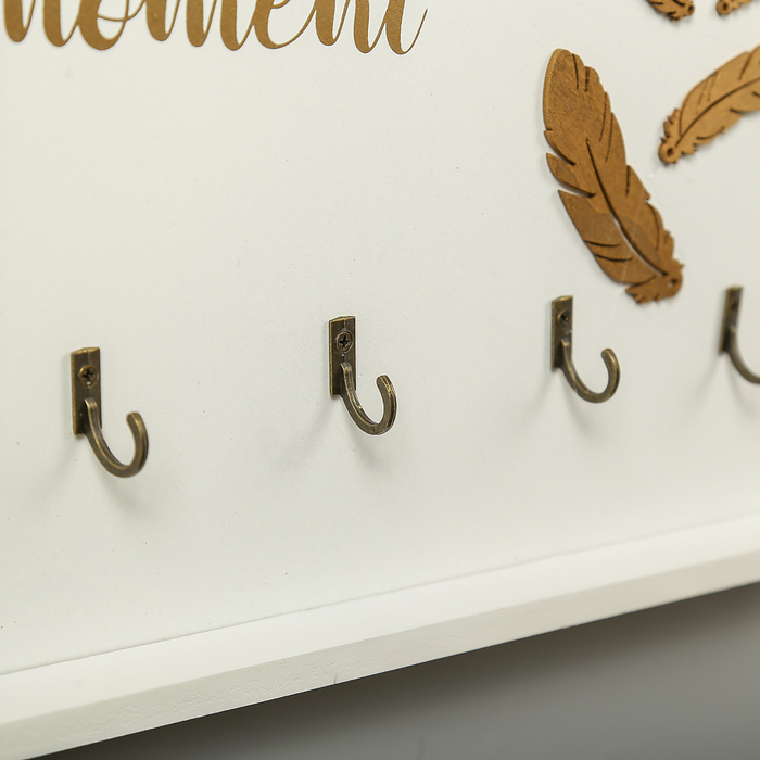 Крючки декоративные дерево "Пёрышки. Enjoy every moment" 29х27х2,5 см