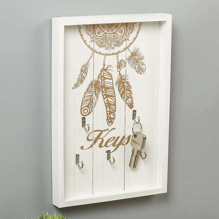 Крючки декоративные дерево "Золотой ажурный ловец снов" 30х20х3 см