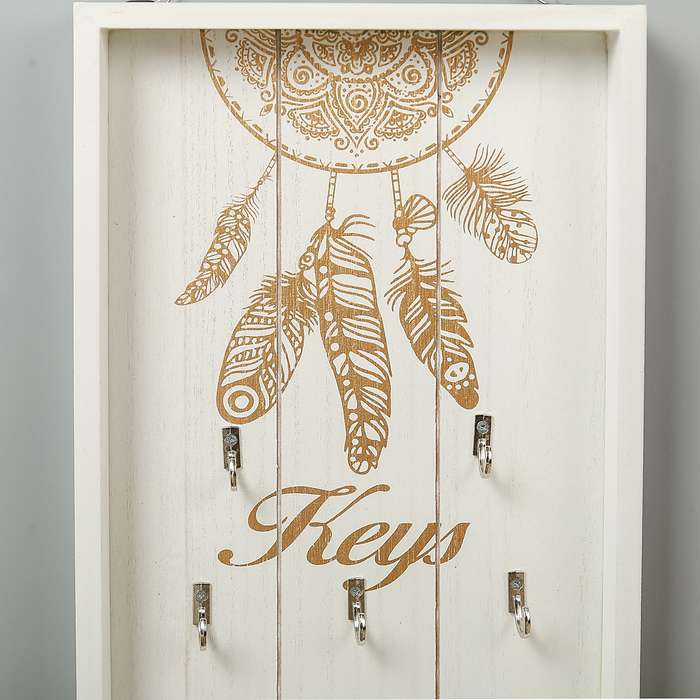 Крючки декоративные дерево "Золотой ажурный ловец снов" 30х20х3 см