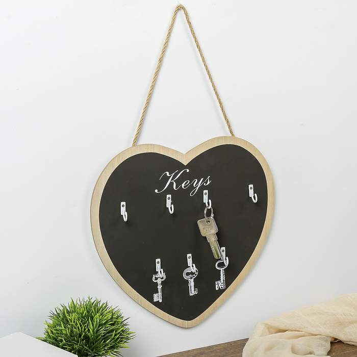 Крючки декоративные дерево "Сердце с ключиками" 30х20х3 см