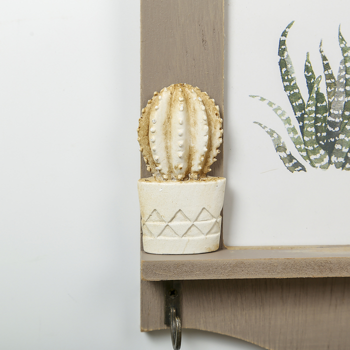 Крючки декоративные дерево с фоторамкой 9х12,5 см "Кактус" 22,5х14,5х3 см