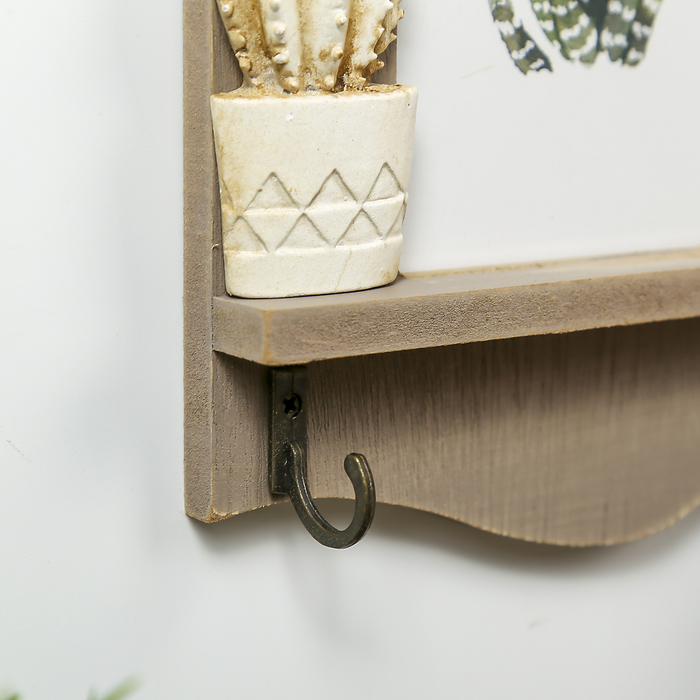 Крючки декоративные дерево с фоторамкой 9х12,5 см "Кактус" 22,5х14,5х3 см