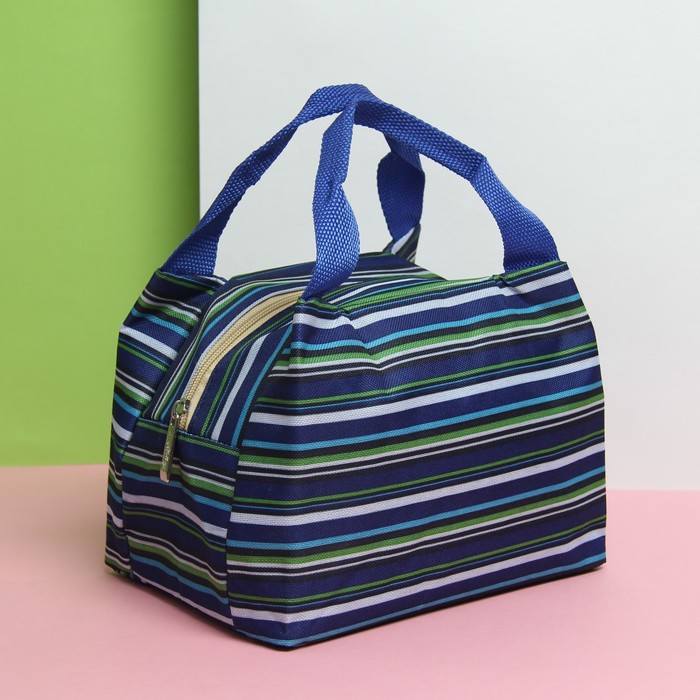 Термосумка «Полосы», отдел на молнии, цвет синий