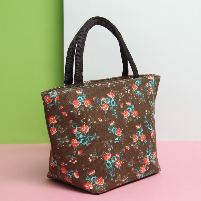 Косметичка сумка «Букет», отдел на молнии, цвет кофе