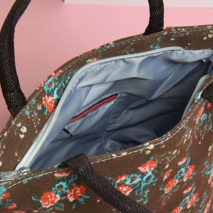 Косметичка сумка «Букет», отдел на молнии, цвет кофе