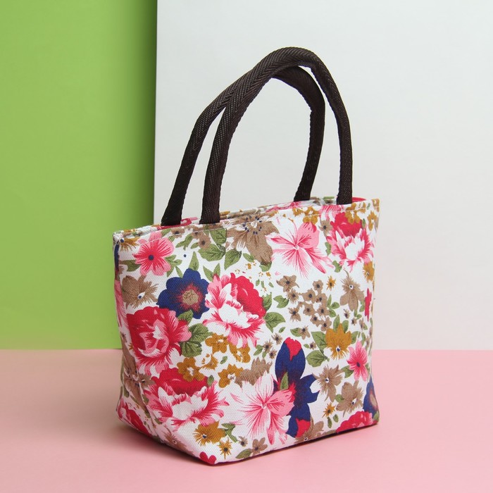 Косметичка сумка «Пионы», отдел на молнии, цвет белый