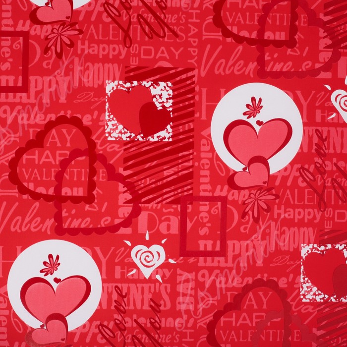 Бумага для декорирования, "Любовь", красный, 0,7 х 10 м