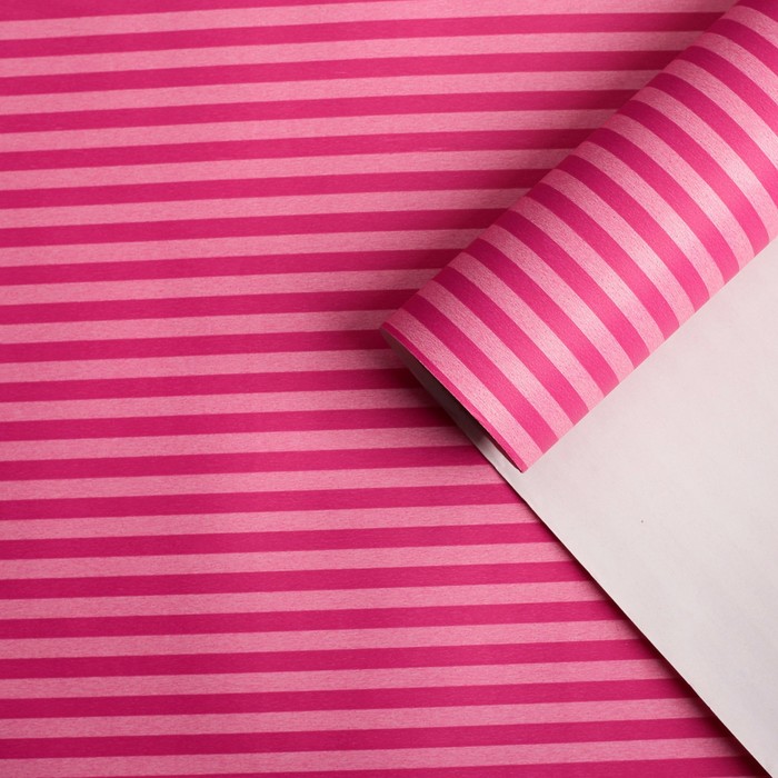 Бумага для декорирования, "Полоски", фуксия, 0,7 х 10 м