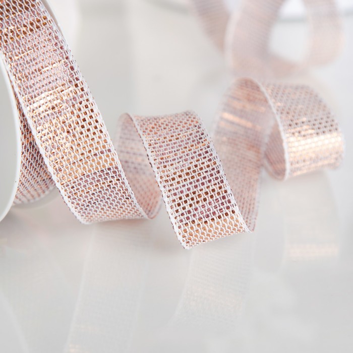 Лента декоративная EMY, металлизированная, медная, 25 мм х 15 м