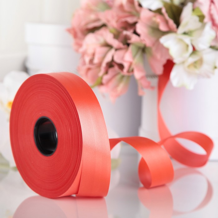 Лента декоративная "Сенсация", коралловая, 30 мм х 100 м