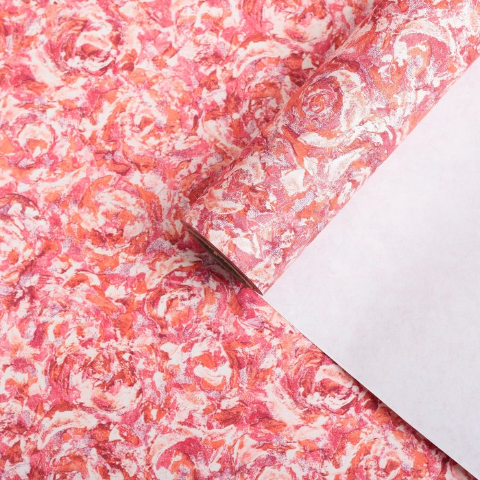 Бумага для декорирования крафт, "Импрессионизм", красный, 0,7 х 10 м