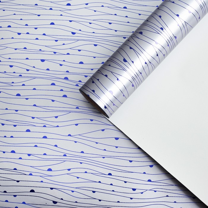 Бумага для декорирования, "Зимний сон", металлизированная, индиго, 0,7 х 10 м