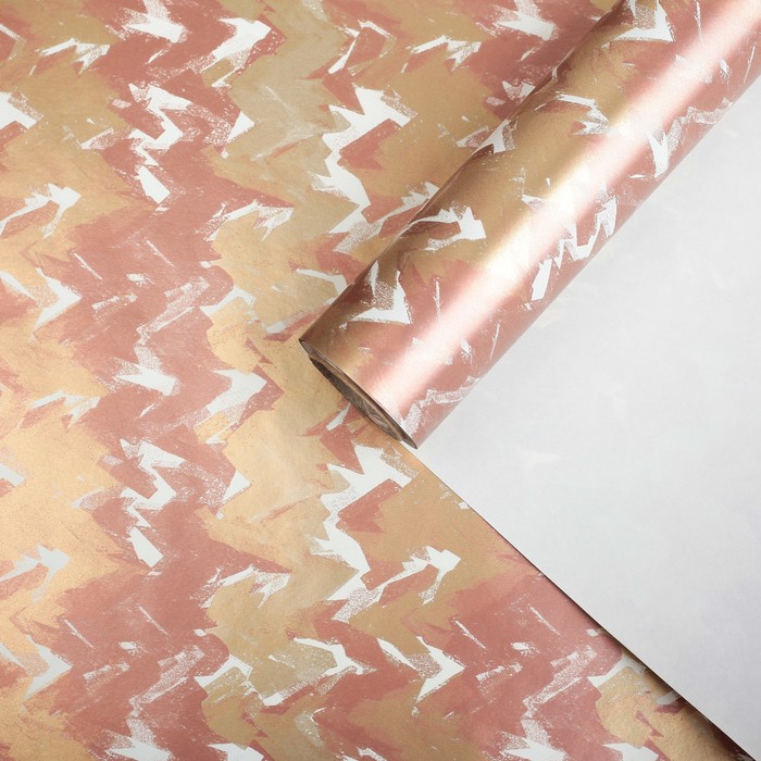 Бумага для декорирования, "Серпантин", серебряно-золотой, 0,7 х 10 м