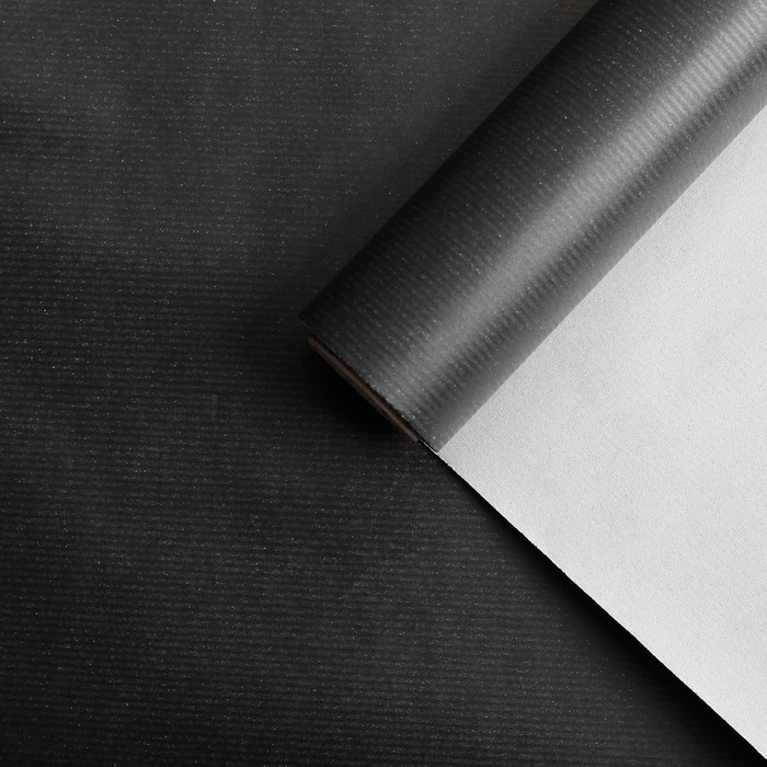Бумага для декорирования крафт, двусторонняя, чёрно-серебряный, 0,8 х 10 м