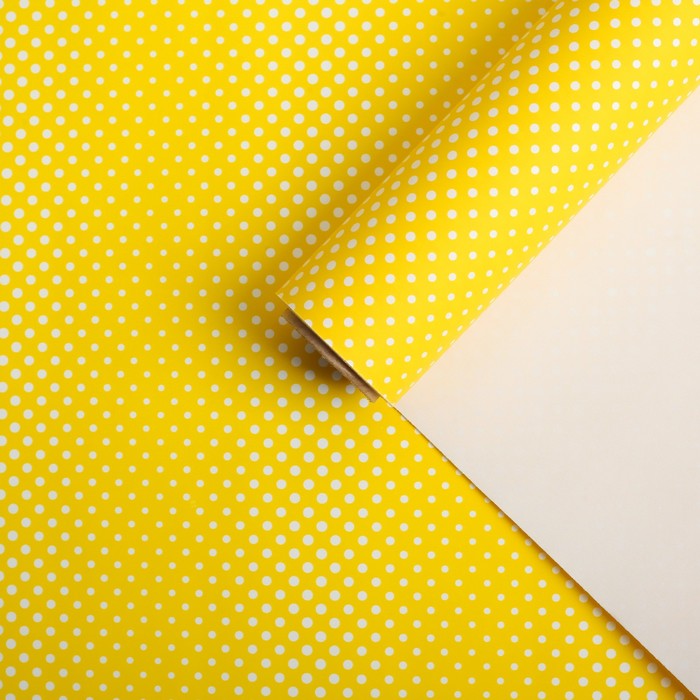 Бумага для декорирования "Горох", желтый, 0,7 х 10 м