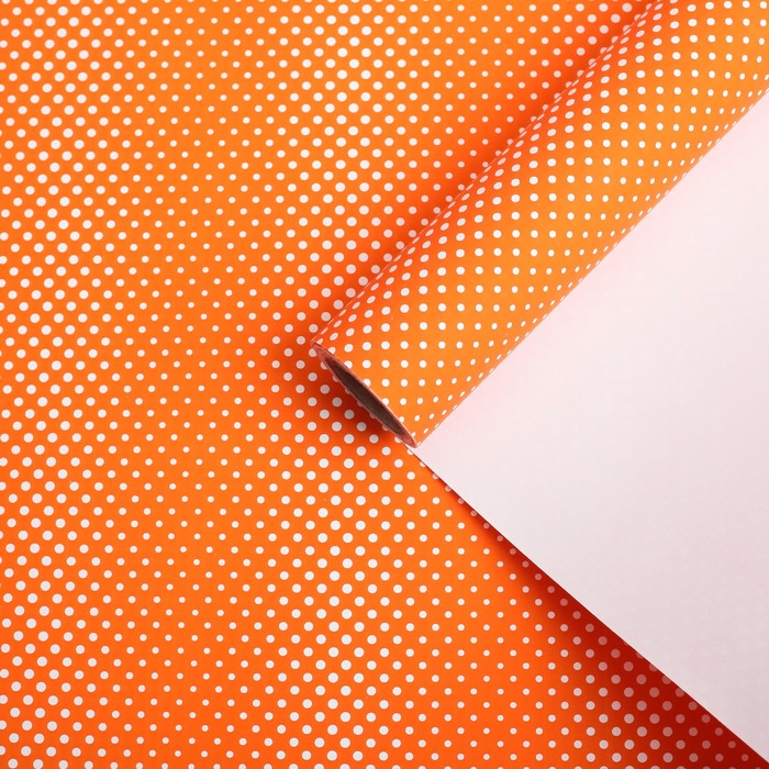 Бумага для декорирования "Горох", оранжевый, 0,7 х 10 м