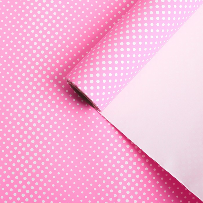 Бумага для декорирования "Горох", розовый, 0,7 х 10 м