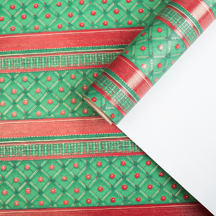 Бумага для декорирования, "Английский Новый год", синяя, 0,7 х 10 м