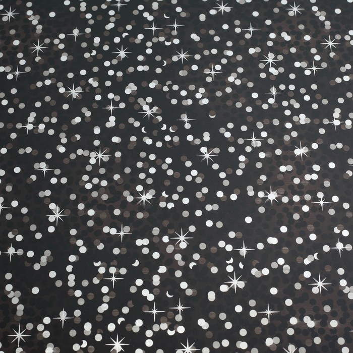 Бумага для декорирования "Звёздное мерцание", металлизированная, чёрная, 0,7 х 10 м
