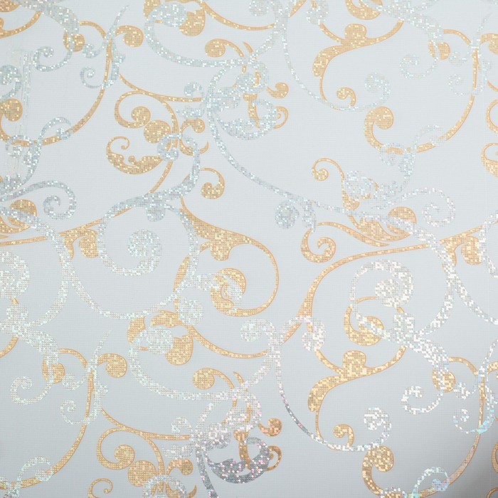 Бумага для декорирования "Праздничный узор", металлизированная, белая, 0,7 х 10 м
