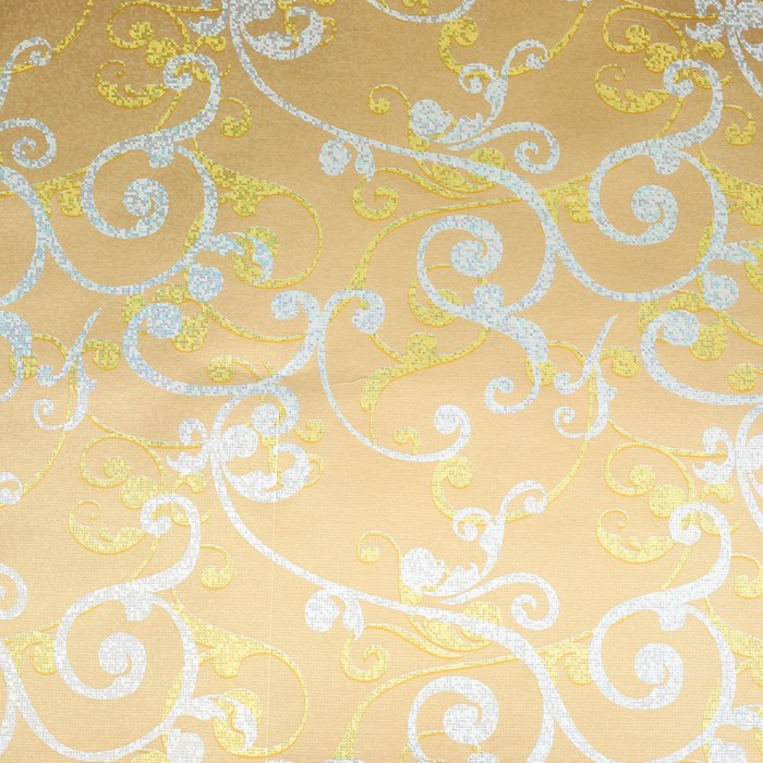 Бумага для декорирования "Праздничный узор", металлизированная, золотая, 0,7 х 10 м