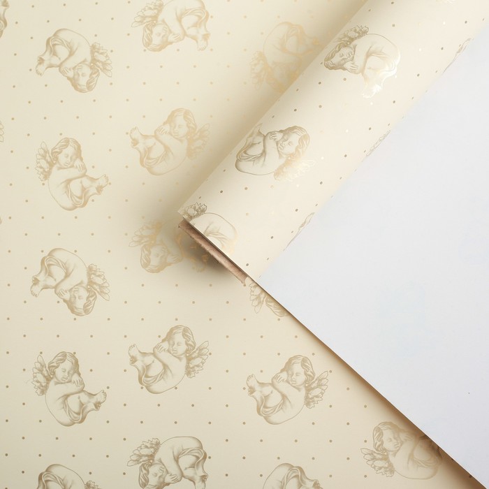 Бумага для декорирования, "Спящий ангел", золотая, 0,7 х 10 м