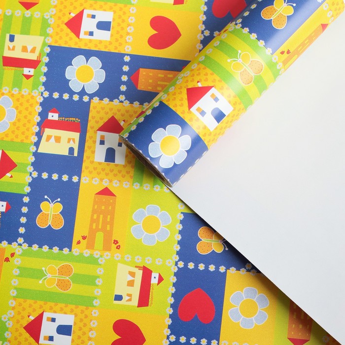 Бумага для декорирования, "Домики", 0,7 х 10 м