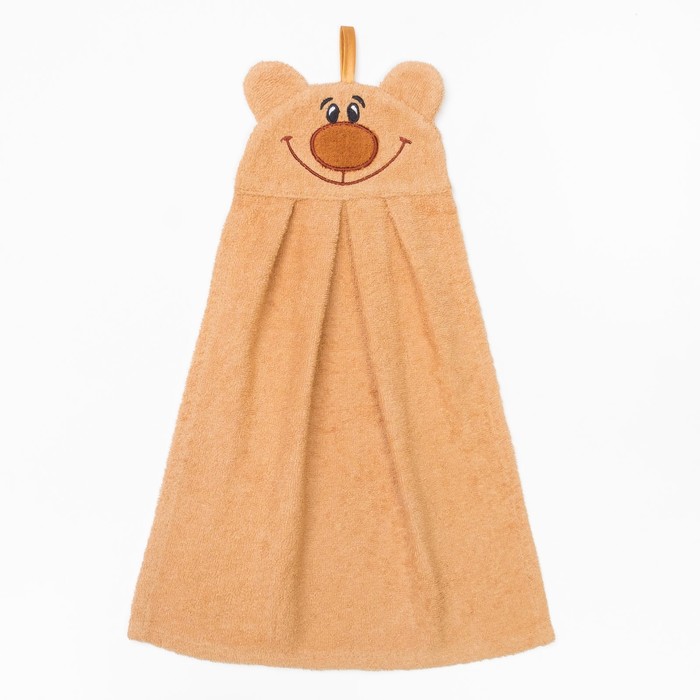 Полотенце-рушник махровый "Медведь", 43×35 см, беж, хл100%, 300 г/м²