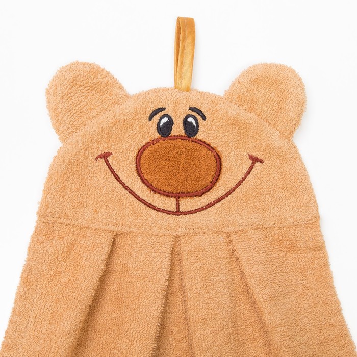 Полотенце-рушник махровый "Медведь", 43×35 см, беж, хл100%, 300 г/м²