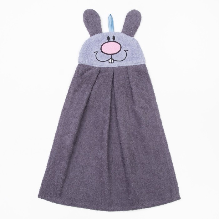 Полотенце-рушник махровый "Зайчик", 43×35 см, т.серый, хл100%, 300 г/м²