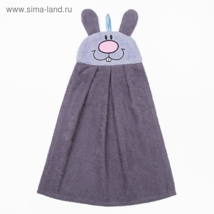 фото Полотенце-рушник махровый «зайчик», размер 43×35 см, цвет тёмно-серый, 100% хлопок, 300 г/м² гранд-стиль