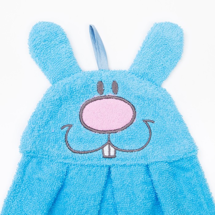 Полотенце-рушник махровый "Зайчик", 43×35 см, голубой, хл100%, 300 г/м²