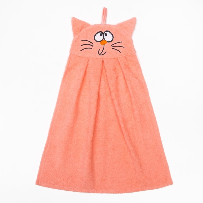 Полотенце-рушник махровый "Котик", 43×35 см, персик, хл100%, 300 г/м²