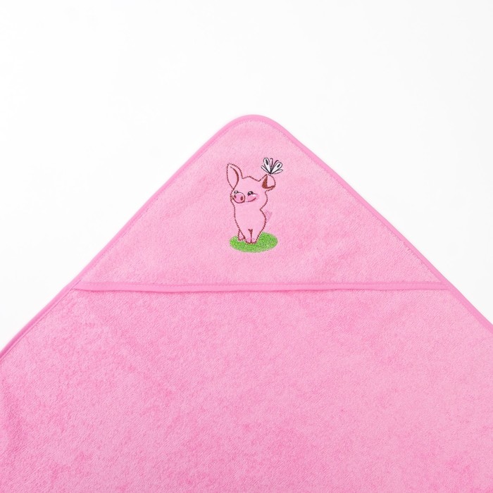 Полотенце-уголок махровый, 100х100 см, розовый, вышивка №3 хл100%, 300 г/м²