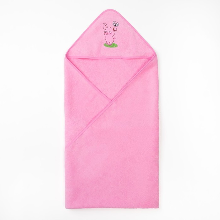 Полотенце-уголок махровый, 100х100 см, розовый, вышивка №3 хл100%, 300 г/м²