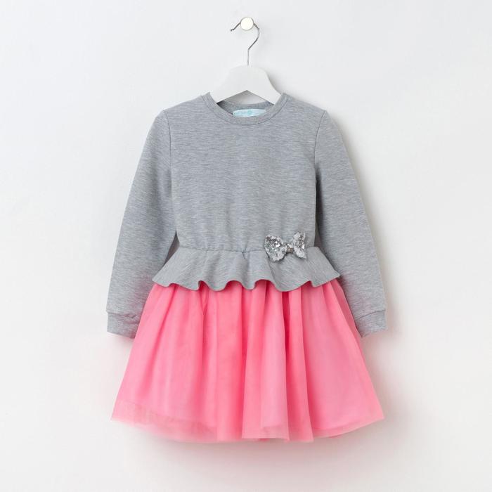 Платье детское KAFTAN, рост 98-104 см (30), серый/розовый