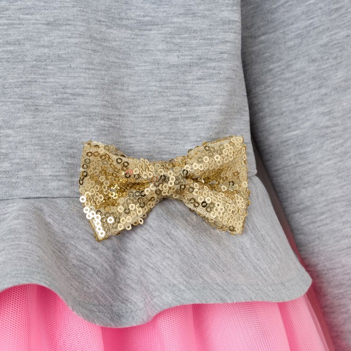 Платье детское KAFTAN, рост 110-116 см (32), серый/розовый