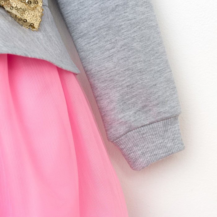 Платье детское KAFTAN, рост 110-116 см (32), серый/розовый