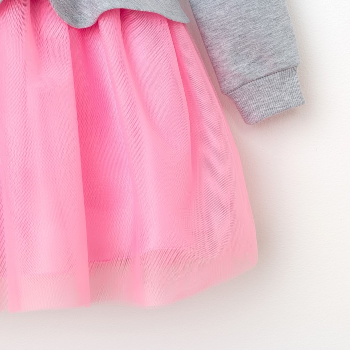 Платье детское KAFTAN, рост 134-140 см (36), серый/розовый