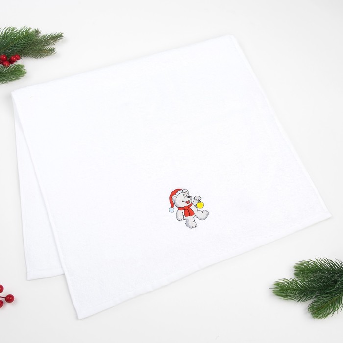 Полотенце «Экономь и Я» Веселый мишка 50×90 см, цвет белый, 100% хлопок, 340 г/м²