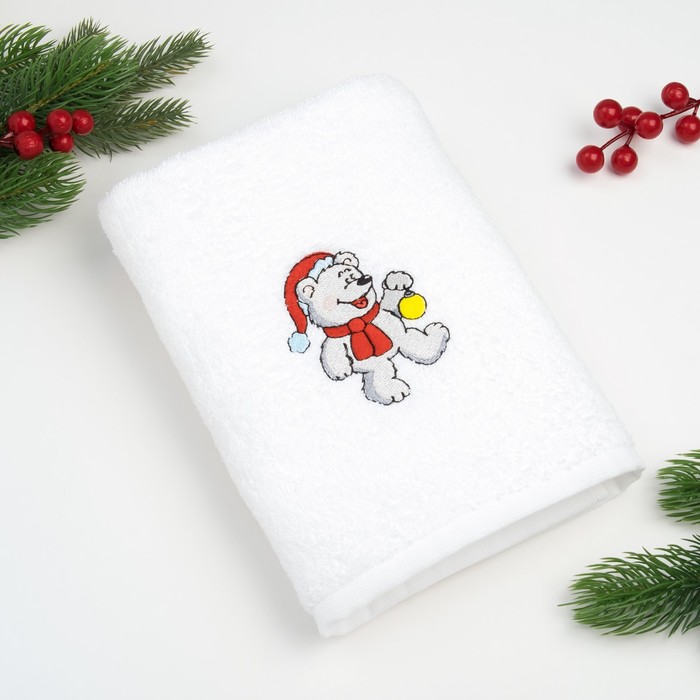 Полотенце «Экономь и Я» Веселый мишка 50×90 см, цвет белый, 100% хлопок, 340 г/м²