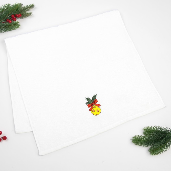 Полотенце «Экономь и Я» Новогодний шар 50×90 см, цвет белый, 100% хлопок, 340 г/м²