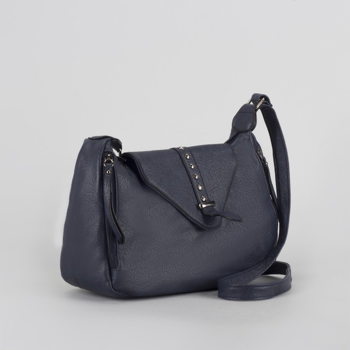 Сумка женская, отдел на молнии, 3 наружных кармана, цвет синий