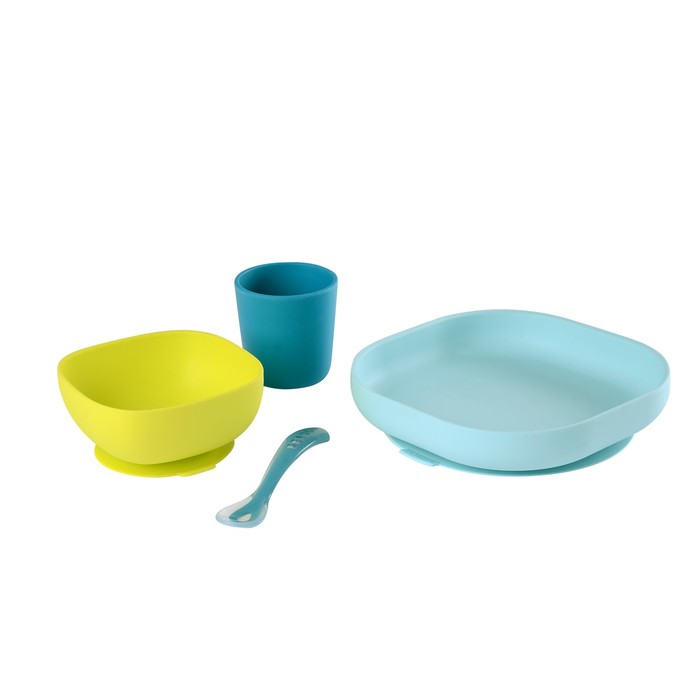 Набор детской посуды: 2 тарелки, стакан, ложка SILICONE MEAL SET