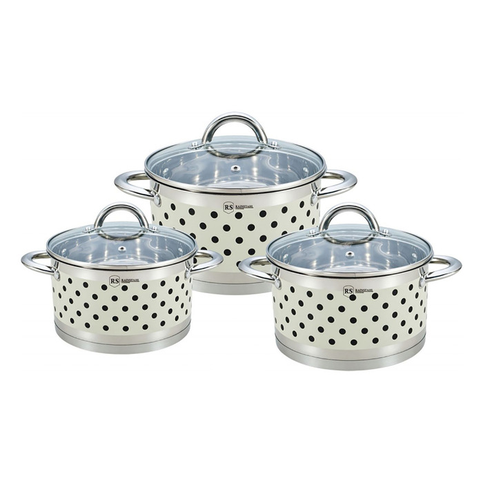 Набор из 3 кастрюль Rainstahl (2,1 л, 2,9 л, 3,9 л), цвет кремовый