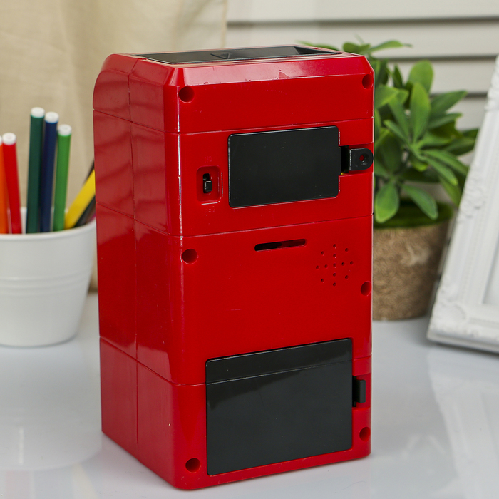 Копилка пластик "Сейф, разрезающий банкноты" от 3АА звук 21х11х11,5 см МИКС